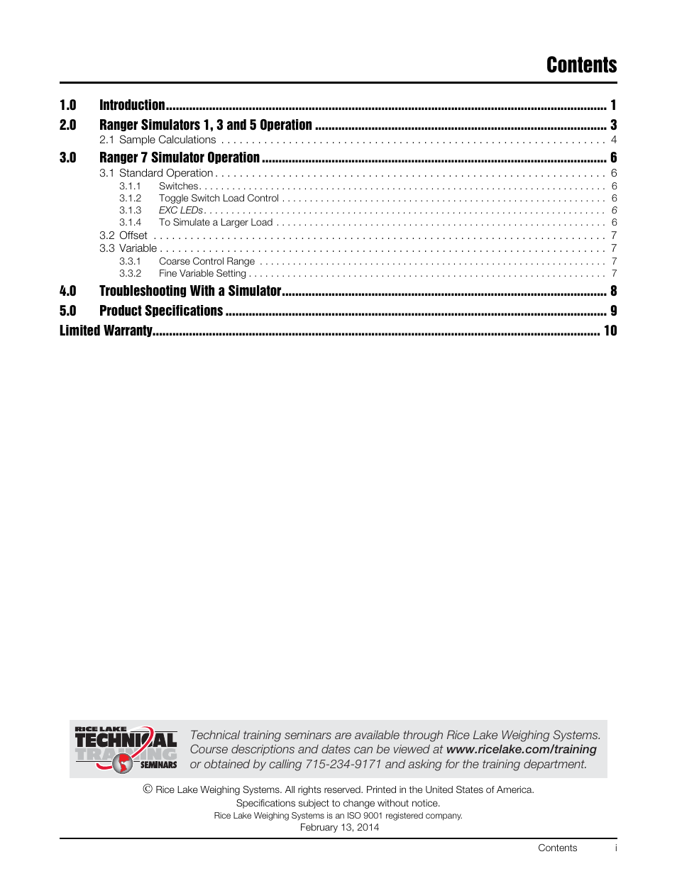 Rice Lake Simulators User Manual | Page 3 / 16