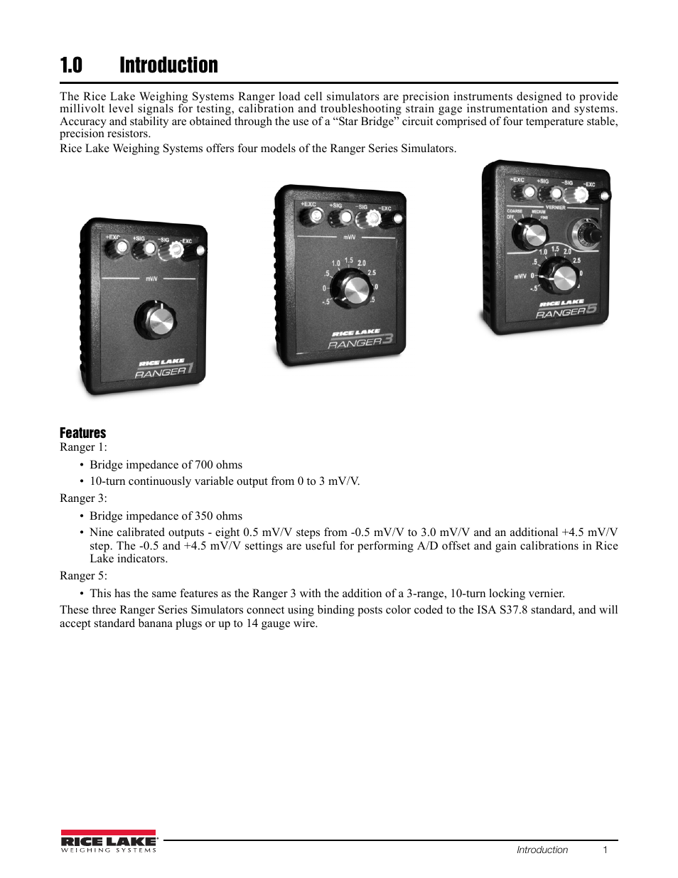 0 introduction, Introduction | Rice Lake Simulators User Manual | Page 5 / 16