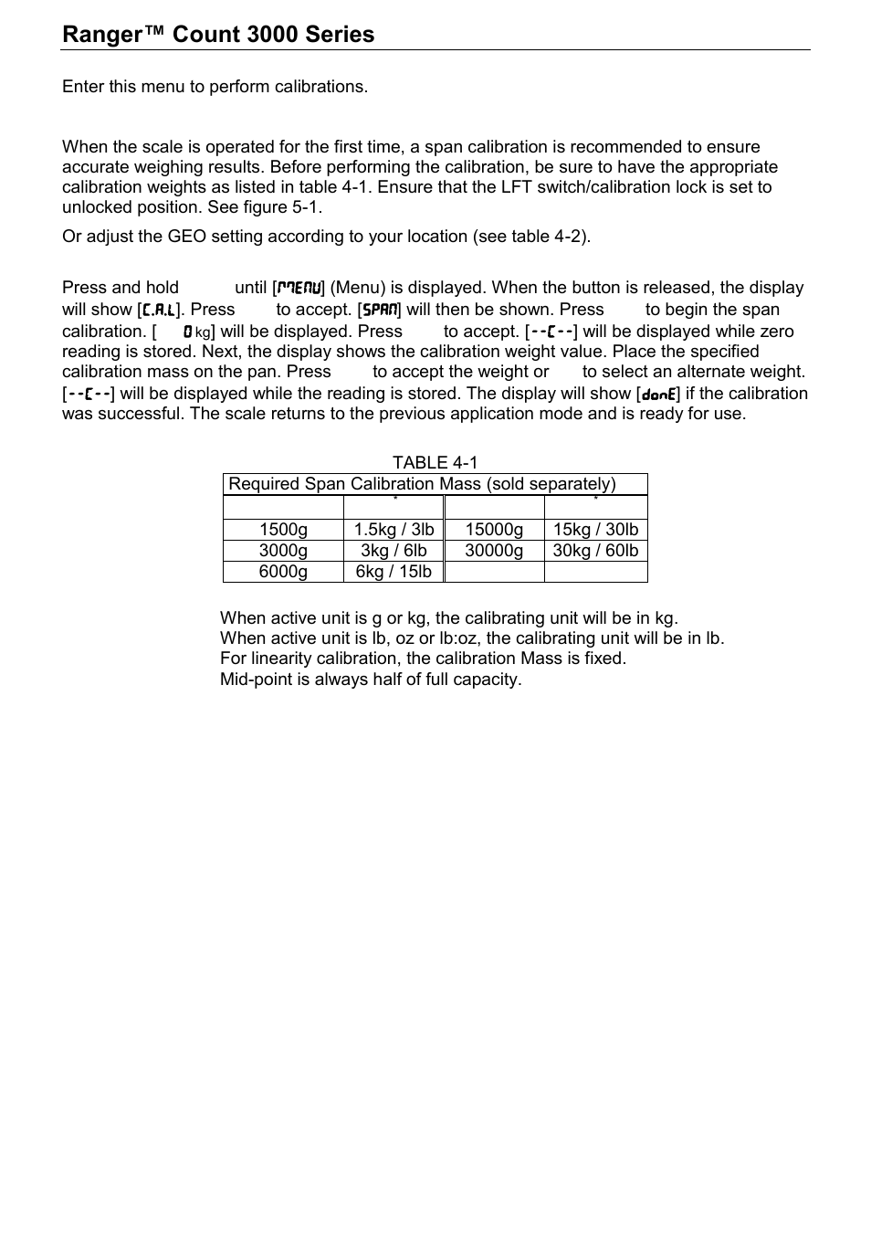 2 cal menu | Rice Lake Ranger Count 3000 Series, Ohaus User Manual | Page 15 / 40