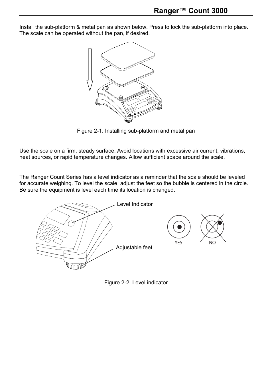 Series, 2 installing components, 3 selecting the location | 4 leveling the equipment | Rice Lake Ranger Count 3000 Series, Ohaus User Manual | Page 4 / 40