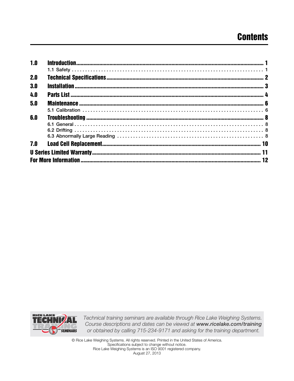 Rice Lake Farm Bars - U Series Universal Weighbars User Manual | Page 3 / 18