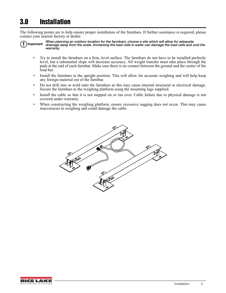 0 installation, Installation | Rice Lake Farm Bars - U Series Universal Weighbars User Manual | Page 7 / 18
