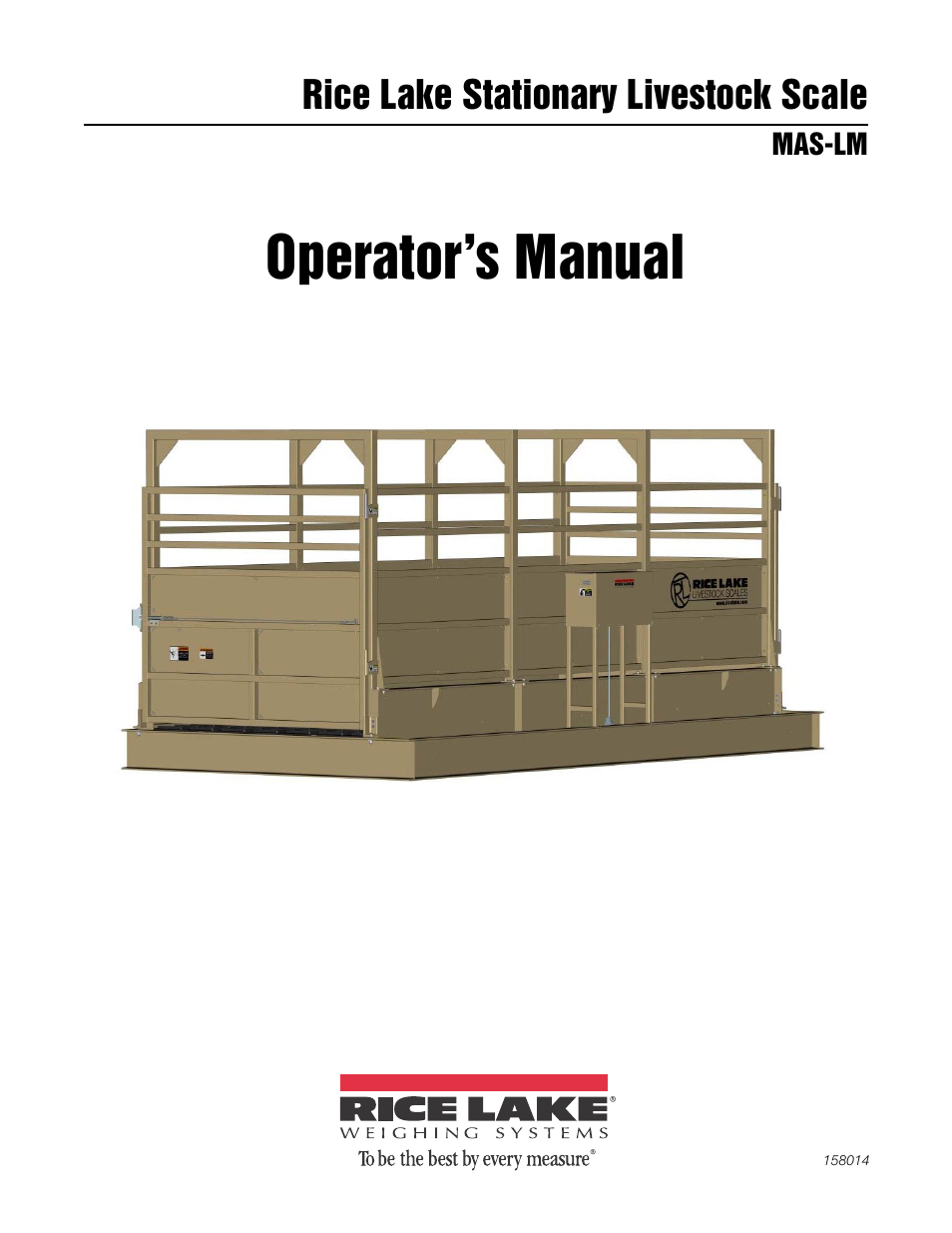 Rice Lake Mechanical Stationary Animal Scale - MAS-LM User Manual | 30 pages