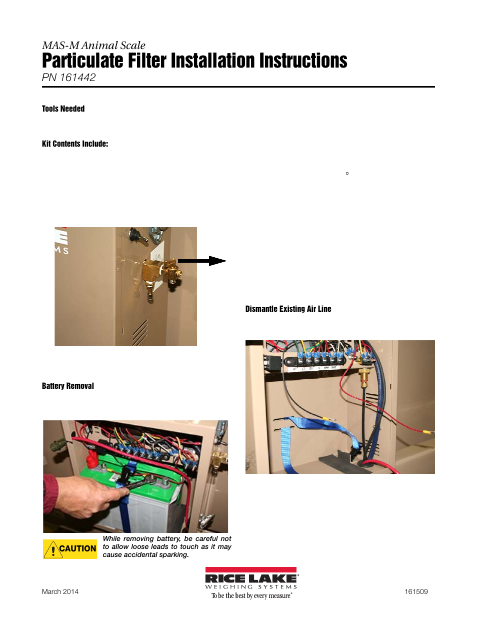 Rice Lake Mobile Group Animal Scale - MAS-M - Particulate Filter User Manual | 3 pages