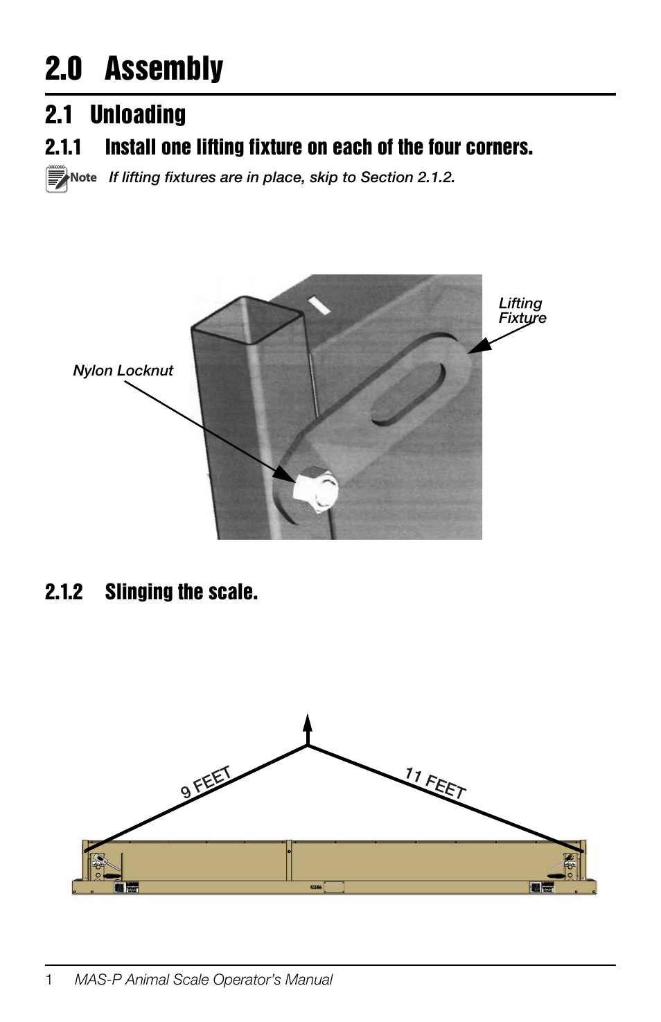 0 assembly, 1 unloading, 2 slinging the scale | Assembly, Slinging the scale | Rice Lake Portable Group Animal Scale - MAS-P - Operators Manual User Manual | Page 12 / 36