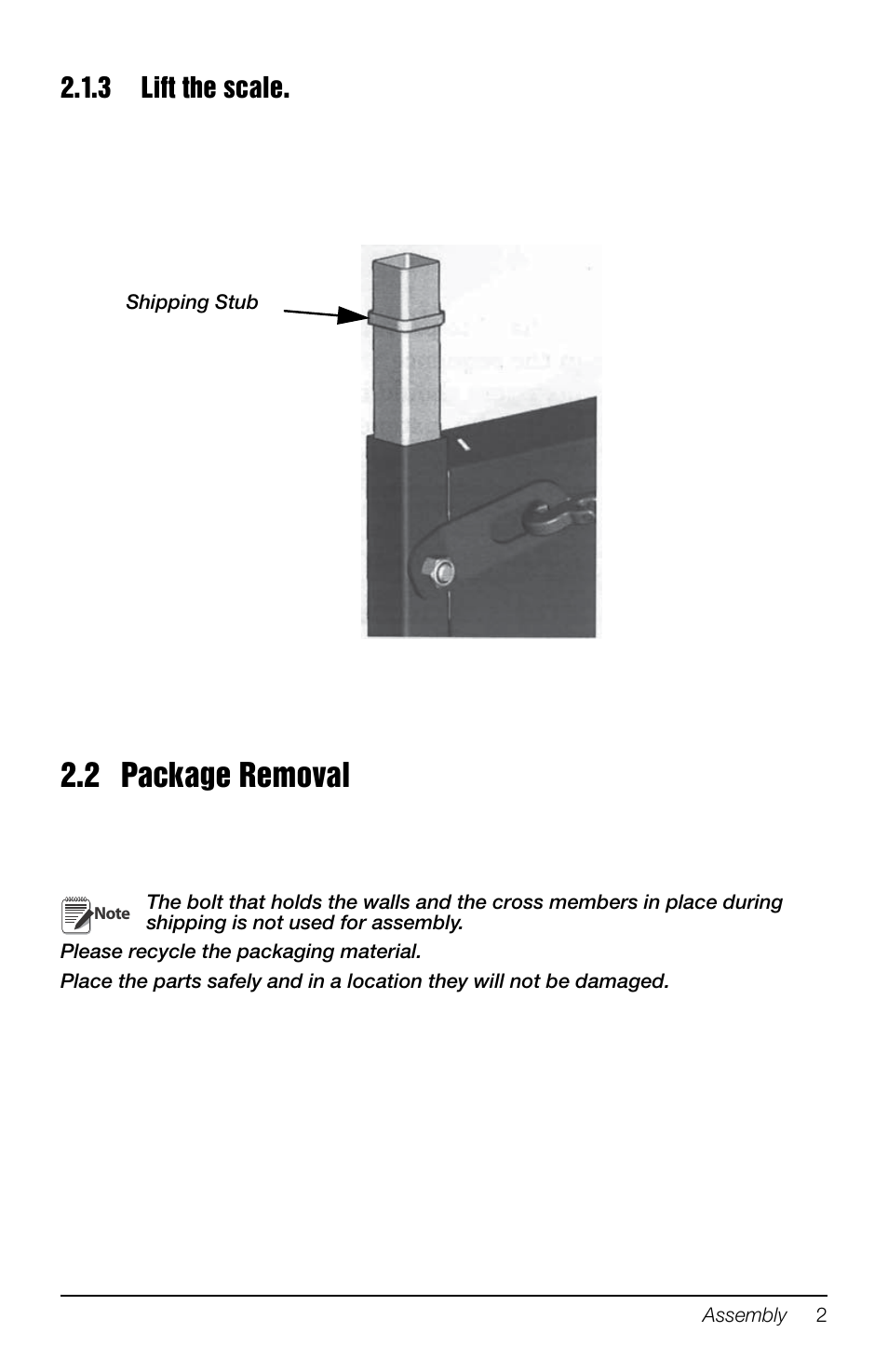 3 lift the scale, 2 package removal, Lift the scale | Rice Lake Portable Group Animal Scale - MAS-P - Operators Manual User Manual | Page 13 / 36