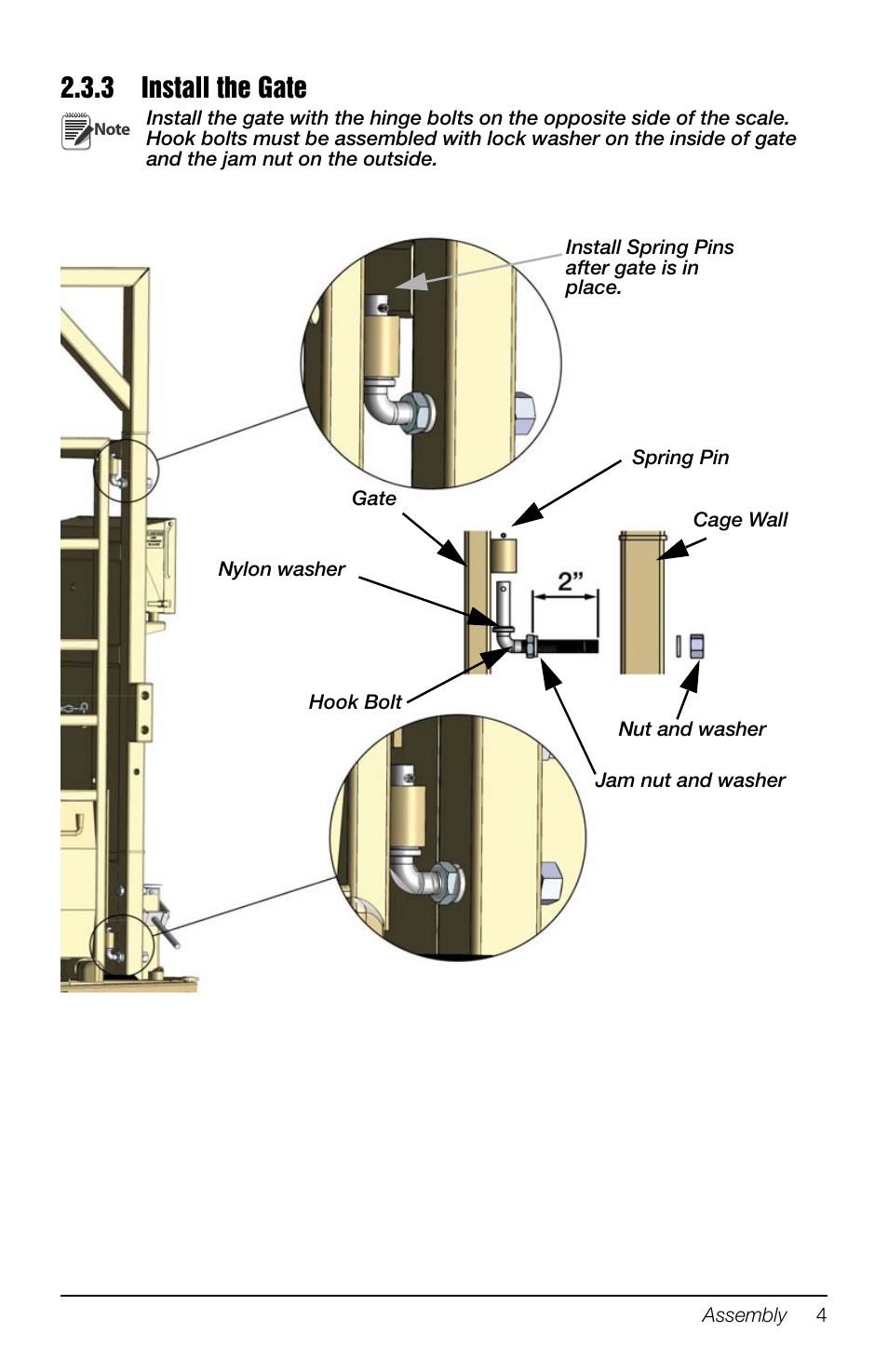 3 install the gate, Install the gate | Rice Lake Portable Group Animal Scale - MAS-P - Operators Manual User Manual | Page 15 / 36