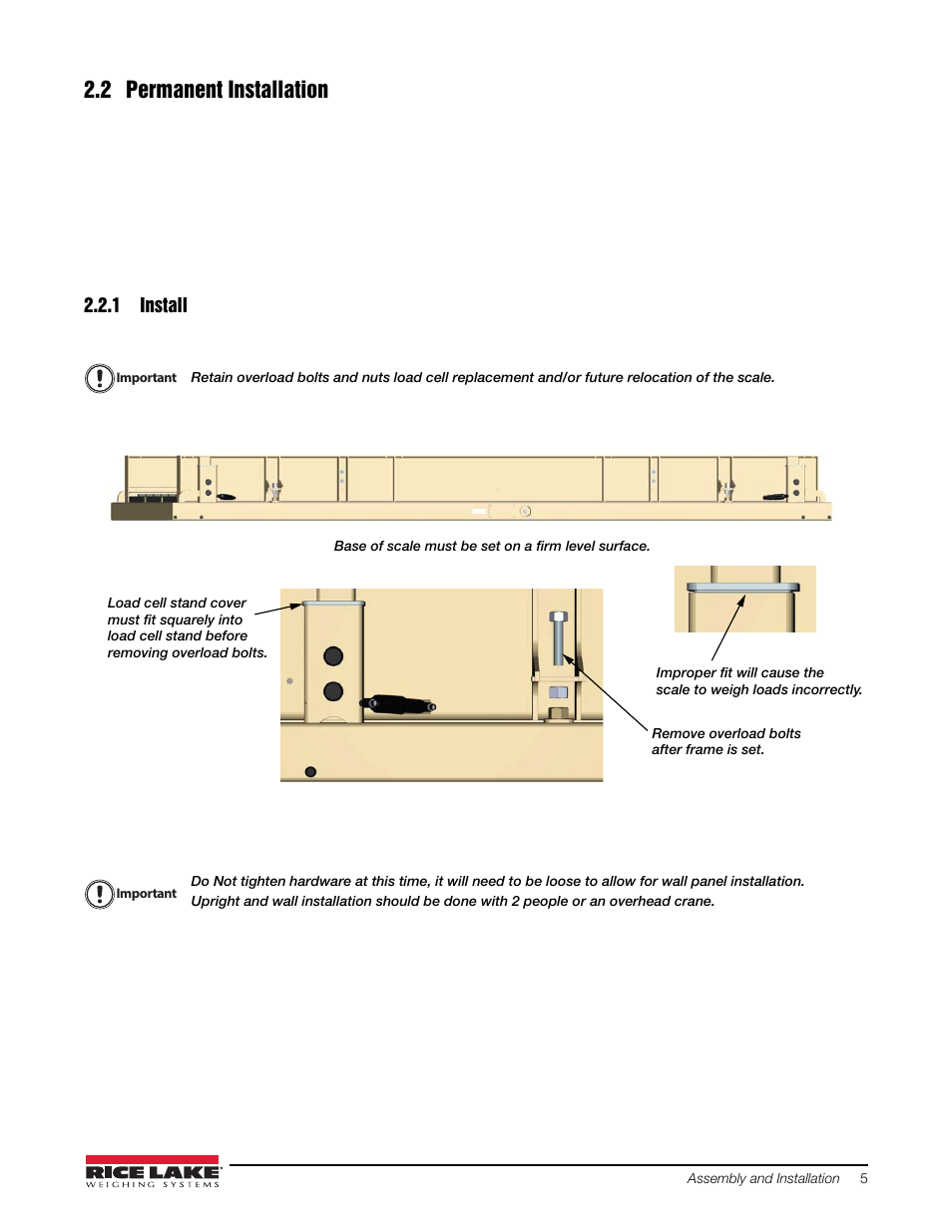 2 permanent installation, 1 install, Install | Rice Lake Stationary Livestock Scale - MAS-LC - Operators Manual User Manual | Page 9 / 24