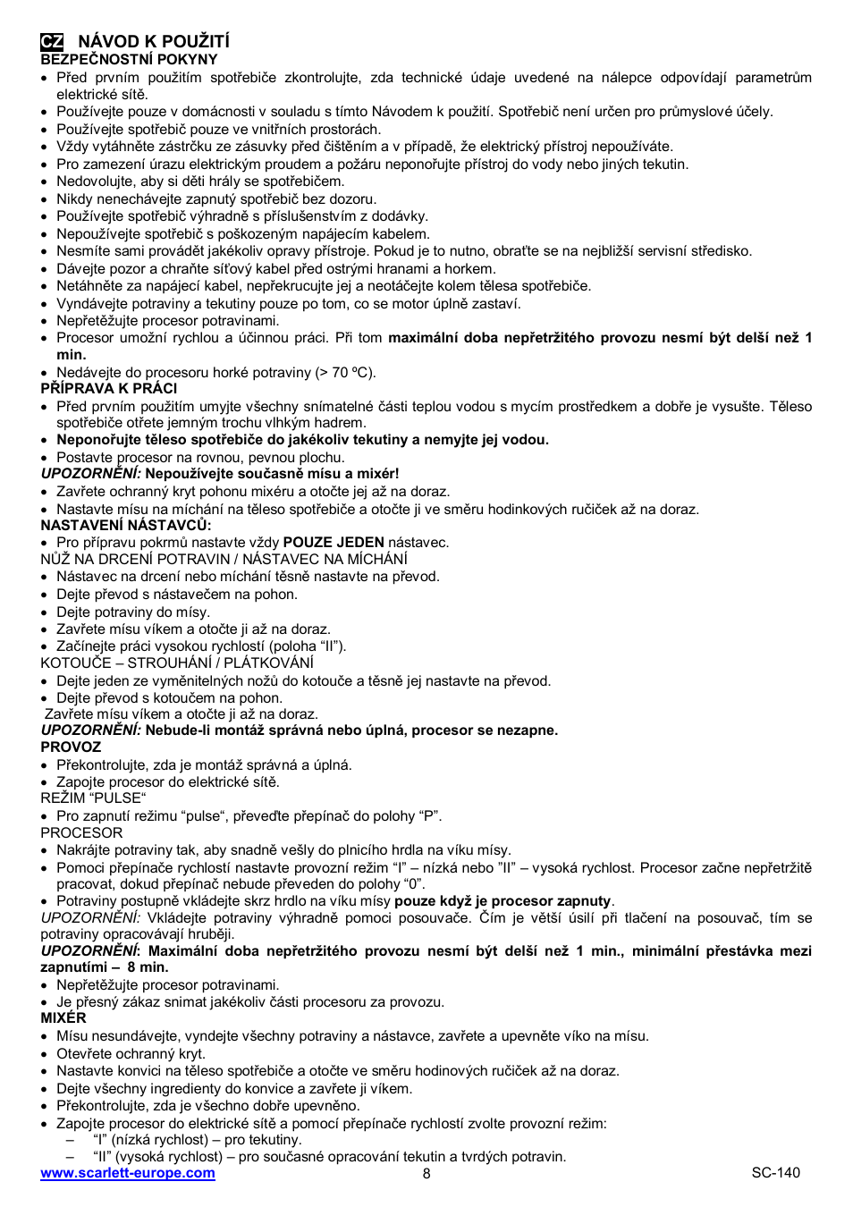 Scarlett SC-140 User Manual | Page 8 / 27