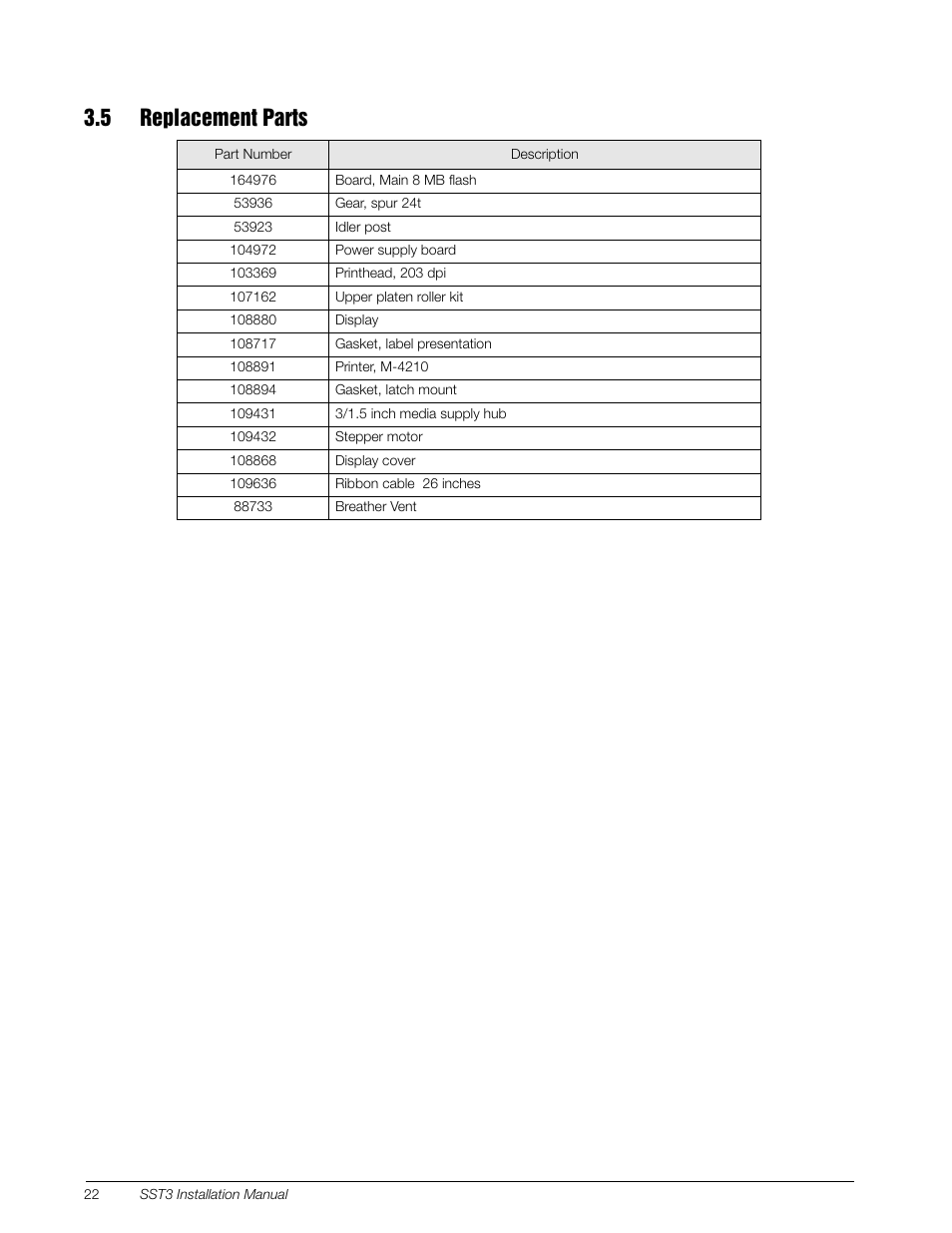 5 replacement parts | Rice Lake SURVIVOR SST3 Washdown Printer User Manual | Page 25 / 50