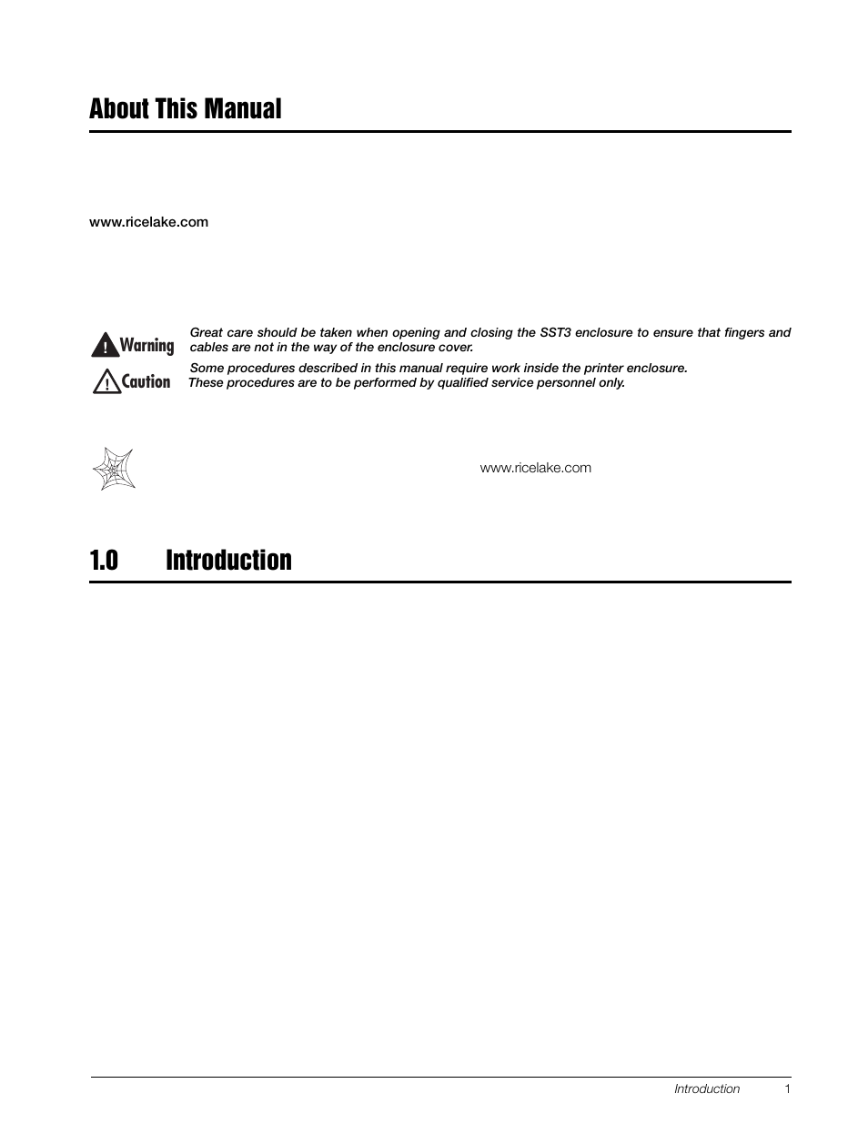 About this manual, 0 introduction | Rice Lake SURVIVOR SST3 Washdown Printer User Manual | Page 4 / 50