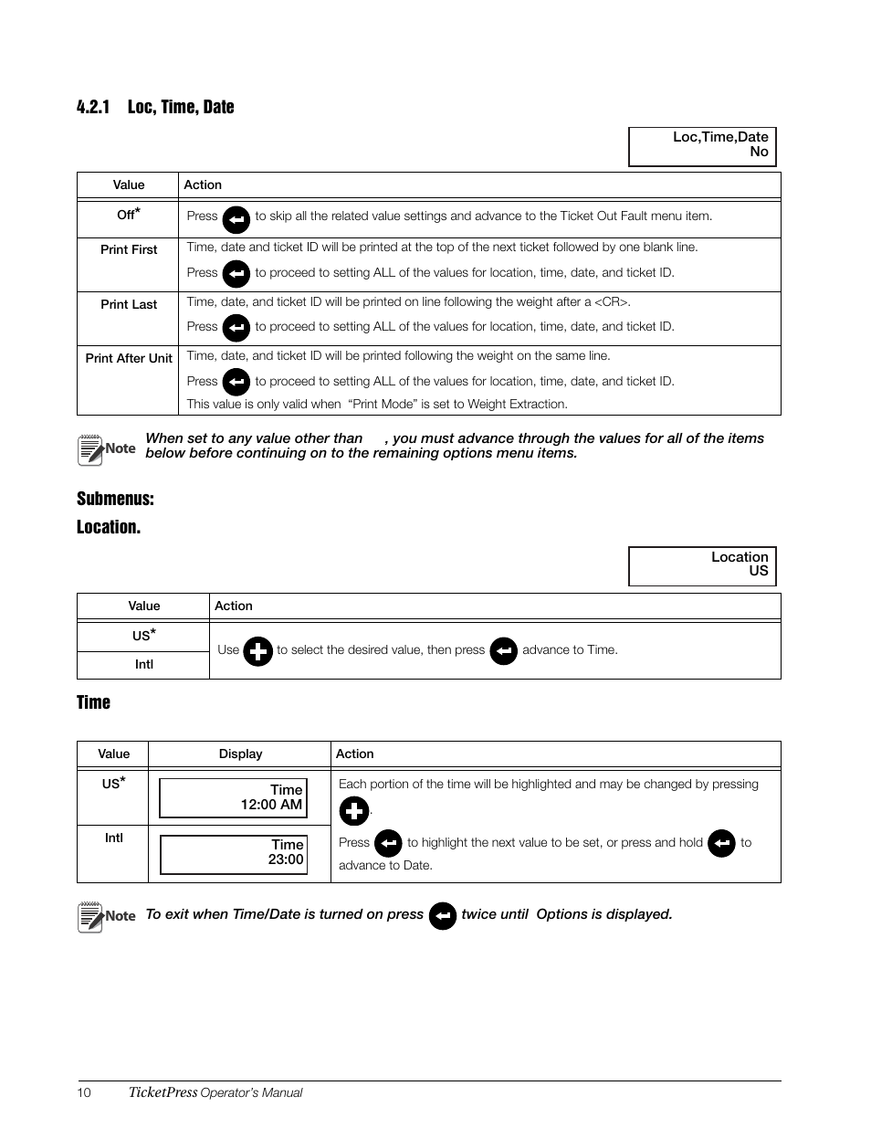 1 loc, time, date, Loc, time, date | Rice Lake TicketPress - Installation and Operation Manual User Manual | Page 14 / 48