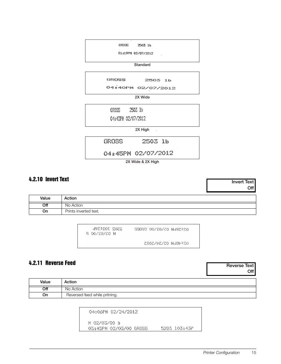 10 invert text, 11 reverse feed, Invert text | Reverse feed | Rice Lake TicketPress - Installation and Operation Manual User Manual | Page 19 / 48