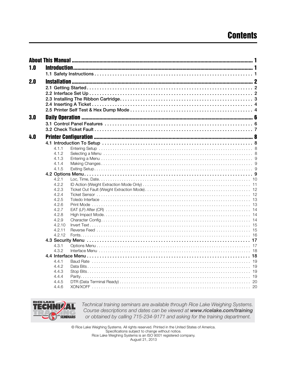 Rice Lake TicketPress - Installation and Operation Manual User Manual | Page 3 / 48