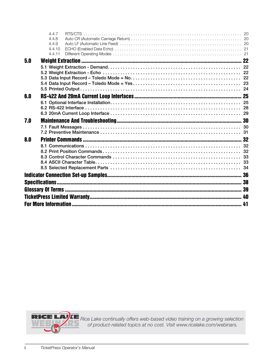 Rice Lake TicketPress - Installation and Operation Manual User Manual | Page 4 / 48