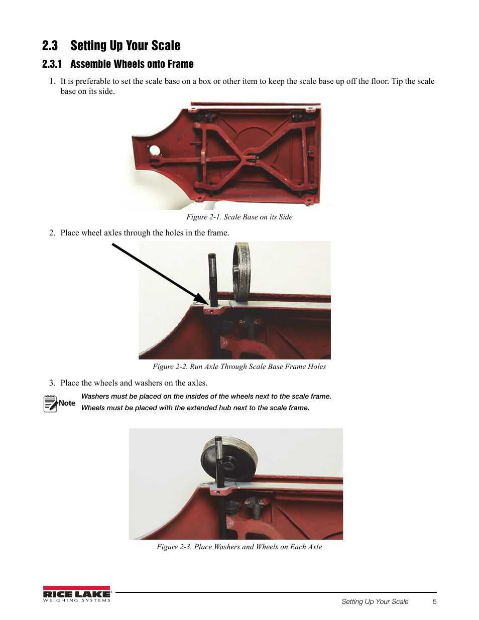 3 setting up your scale, 1 assemble wheels onto frame, Assemble wheels onto frame | Rice Lake RL1200 Portable Beam Scale User Manual | Page 9 / 32