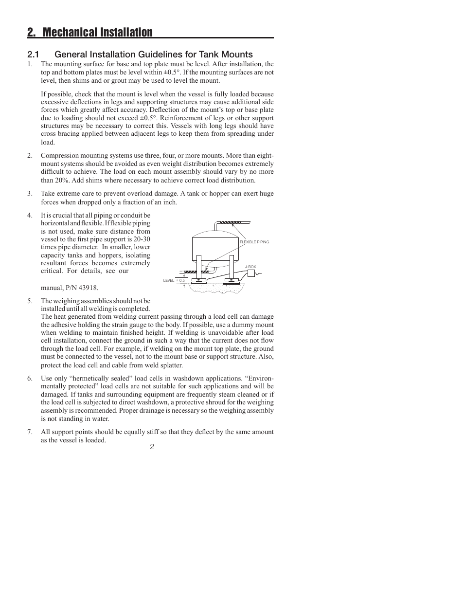 Mechanical installation, 1 general installation guidelines for tank mounts | Rice Lake RL9000TWM-HT Series User Manual | Page 4 / 11