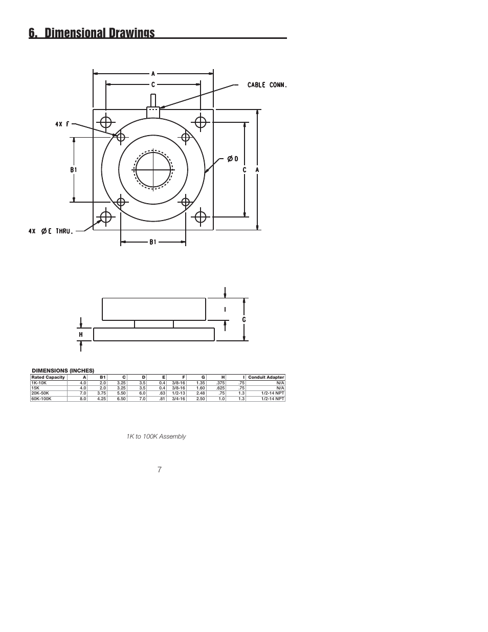 Dimensional drawings, 1k to 100k assembly | Rice Lake RL9000TWM-HT Series User Manual | Page 9 / 11