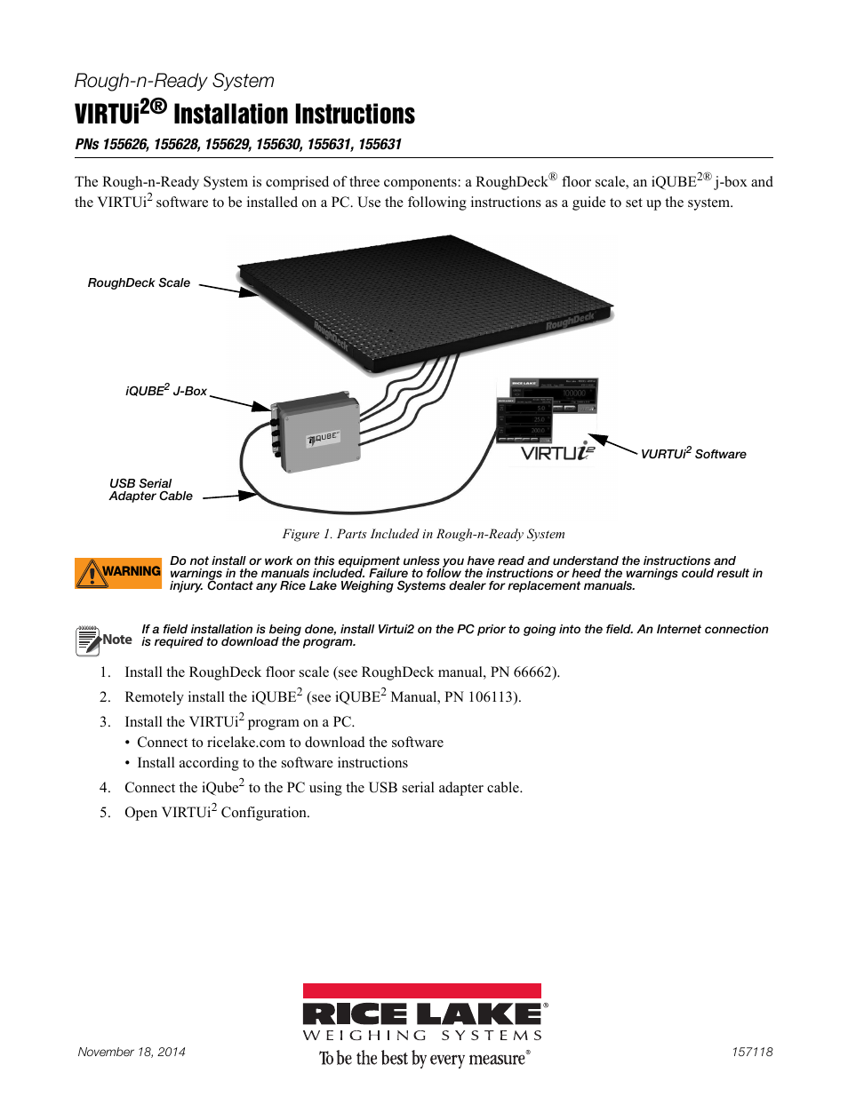 Rice Lake RoughDeck and iQUBE2 Rough-n-Ready System Addendum User Manual | 4 pages