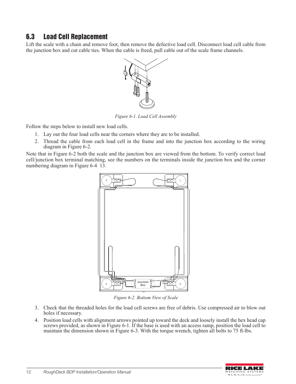 3 load cell replacement | Rice Lake RoughDeck BDP with Portability Option User Manual | Page 16 / 22