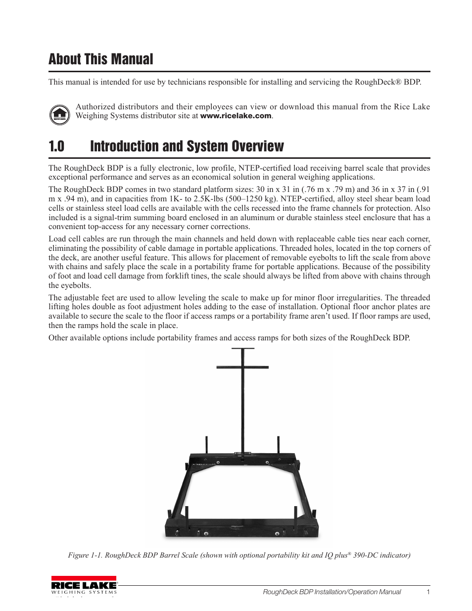 About this manual, 0 introduction and system overview, Introduction and system overview | Rice Lake RoughDeck BDP with Portability Option User Manual | Page 5 / 22