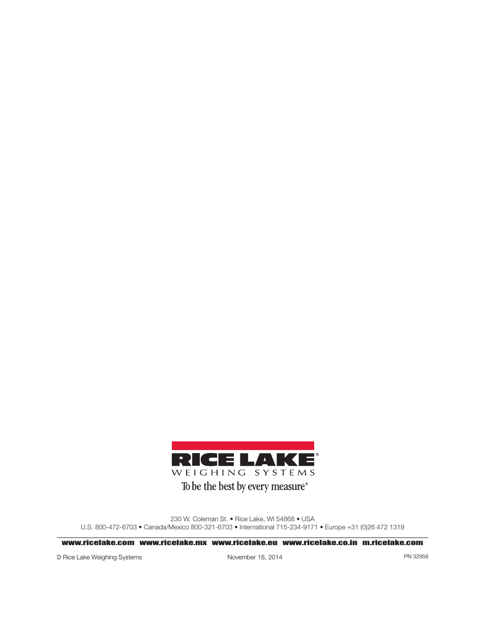 Rice lake weighing systems november 18, 2014 | Rice Lake RoughDeck FXB Flexure Lever Floor Scale User Manual | Page 22 / 22