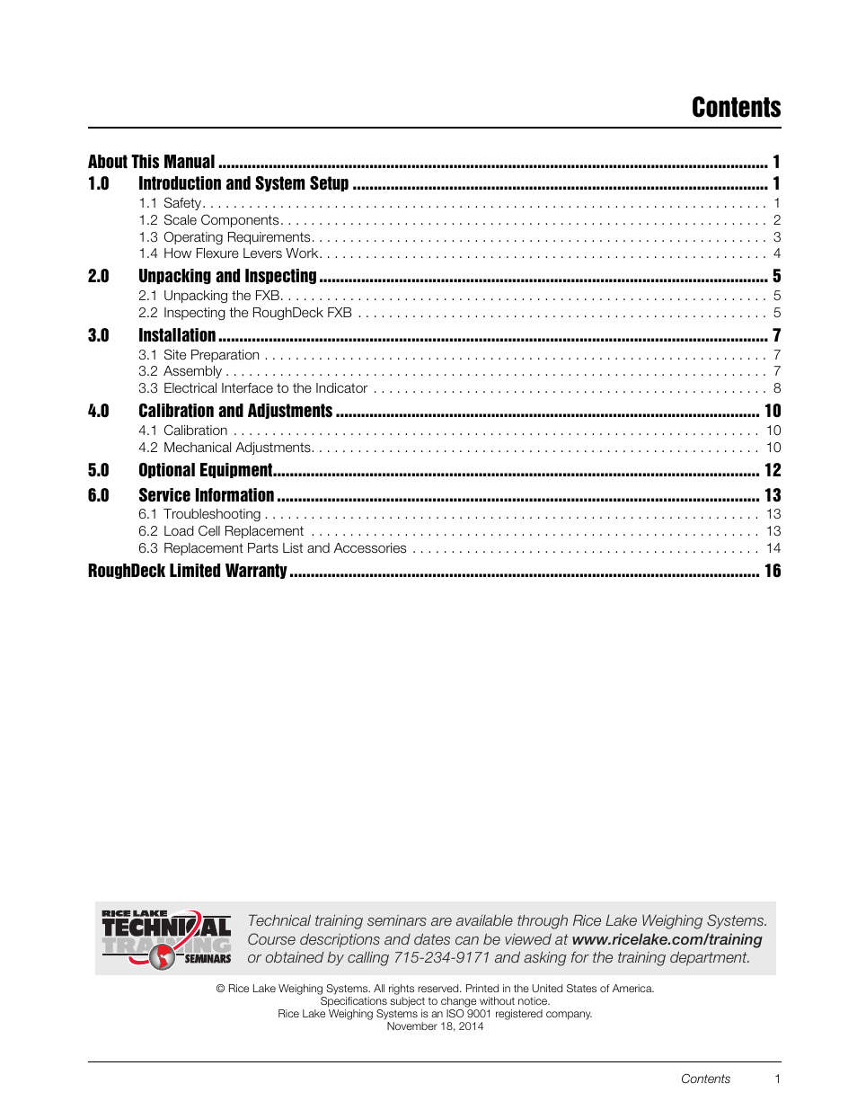 Rice Lake RoughDeck FXB Flexure Lever Floor Scale User Manual | Page 3 / 22