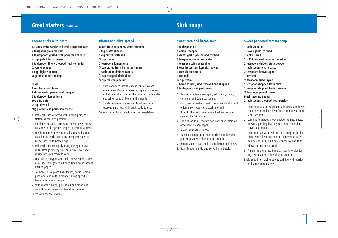 Slick soups, Great starters | Breville POWERMAX BBL200 User Manual | Page 10 / 18