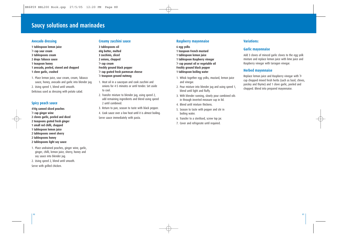 Saucy solutions and marinades | Breville POWERMAX BBL200 User Manual | Page 12 / 18