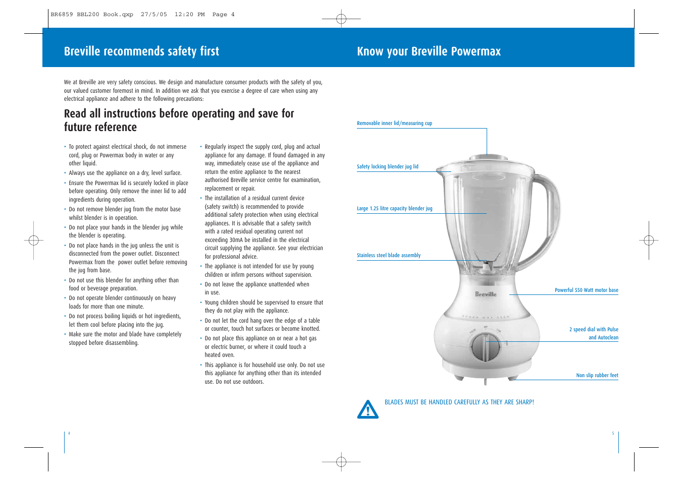 Breville POWERMAX BBL200 User Manual | Page 3 / 18