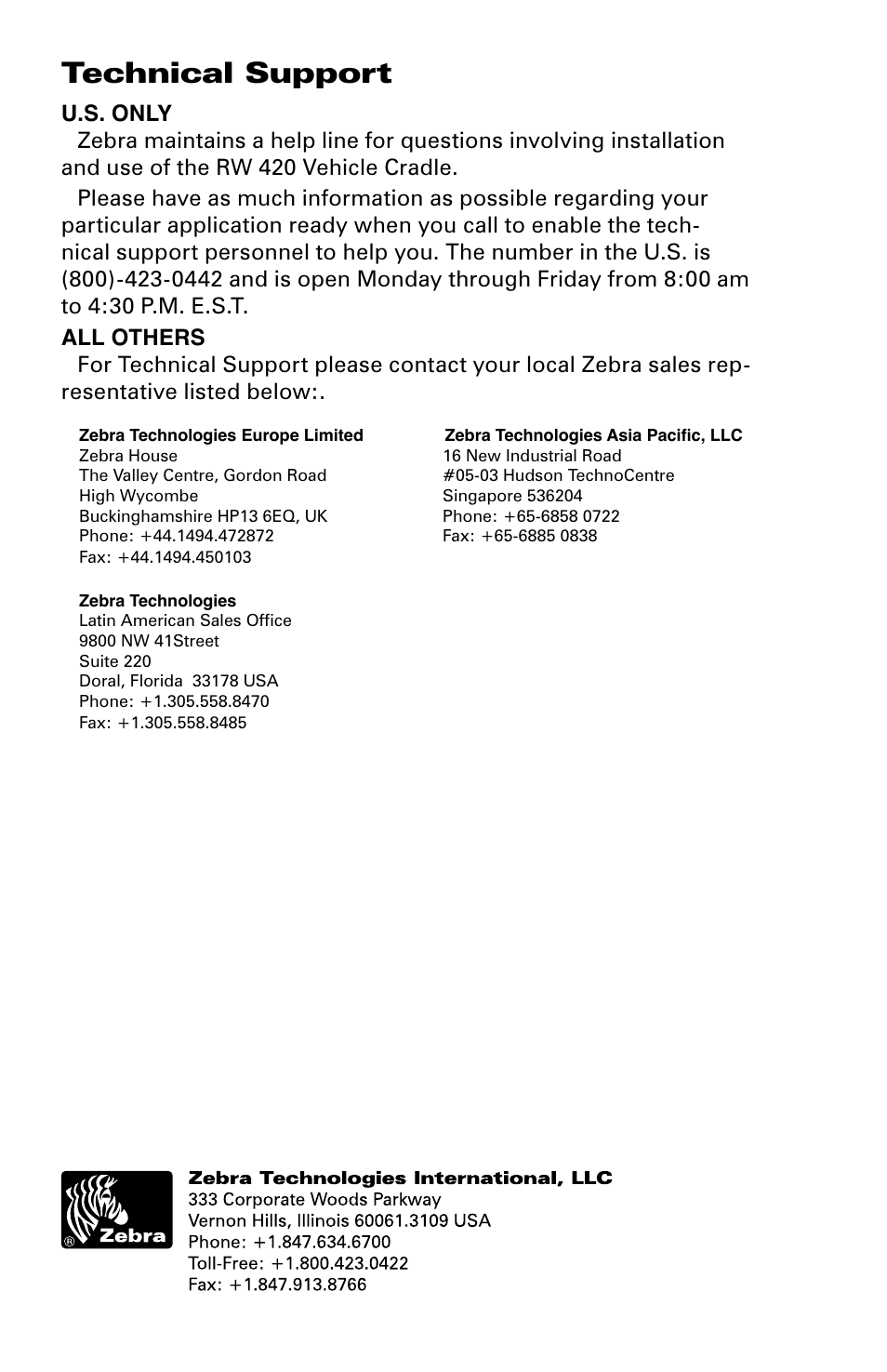 Technical support | Rice Lake Zebra RW 420 Vehicle Cradle User Manual | Page 20 / 20