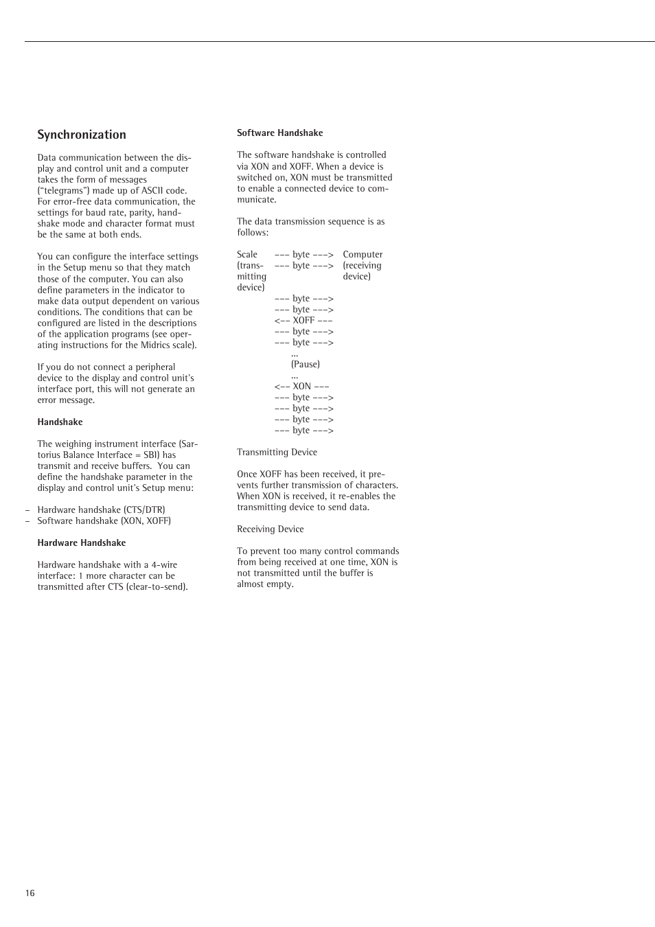 Synchronization | Rice Lake Sartorius Midrics 1 and 2 Series - Installation Instructions User Manual | Page 16 / 88