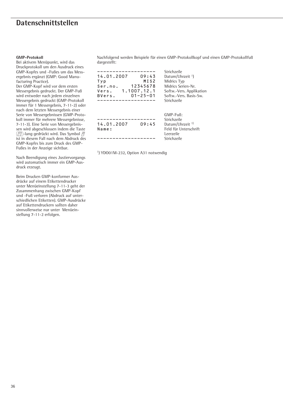 Datenschnittstellen | Rice Lake Sartorius Midrics 1 and 2 Series - Installation Instructions User Manual | Page 36 / 88