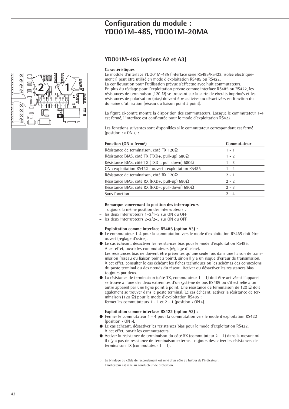Configuration du module : ydo01m-485, ydo01m-20ma | Rice Lake Sartorius Midrics 1 and 2 Series - Installation Instructions User Manual | Page 42 / 88