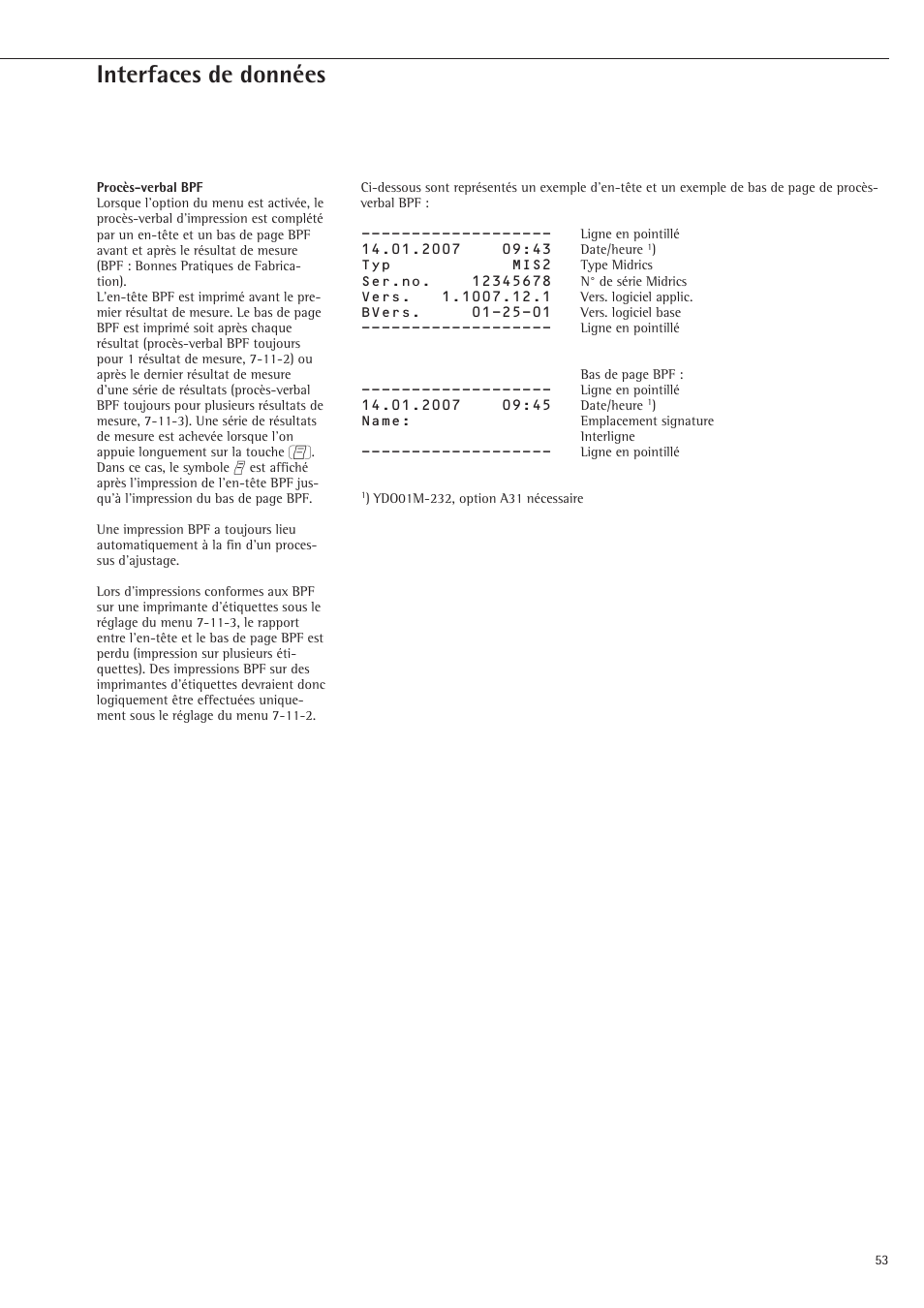 Interfaces de données | Rice Lake Sartorius Midrics 1 and 2 Series - Installation Instructions User Manual | Page 53 / 88