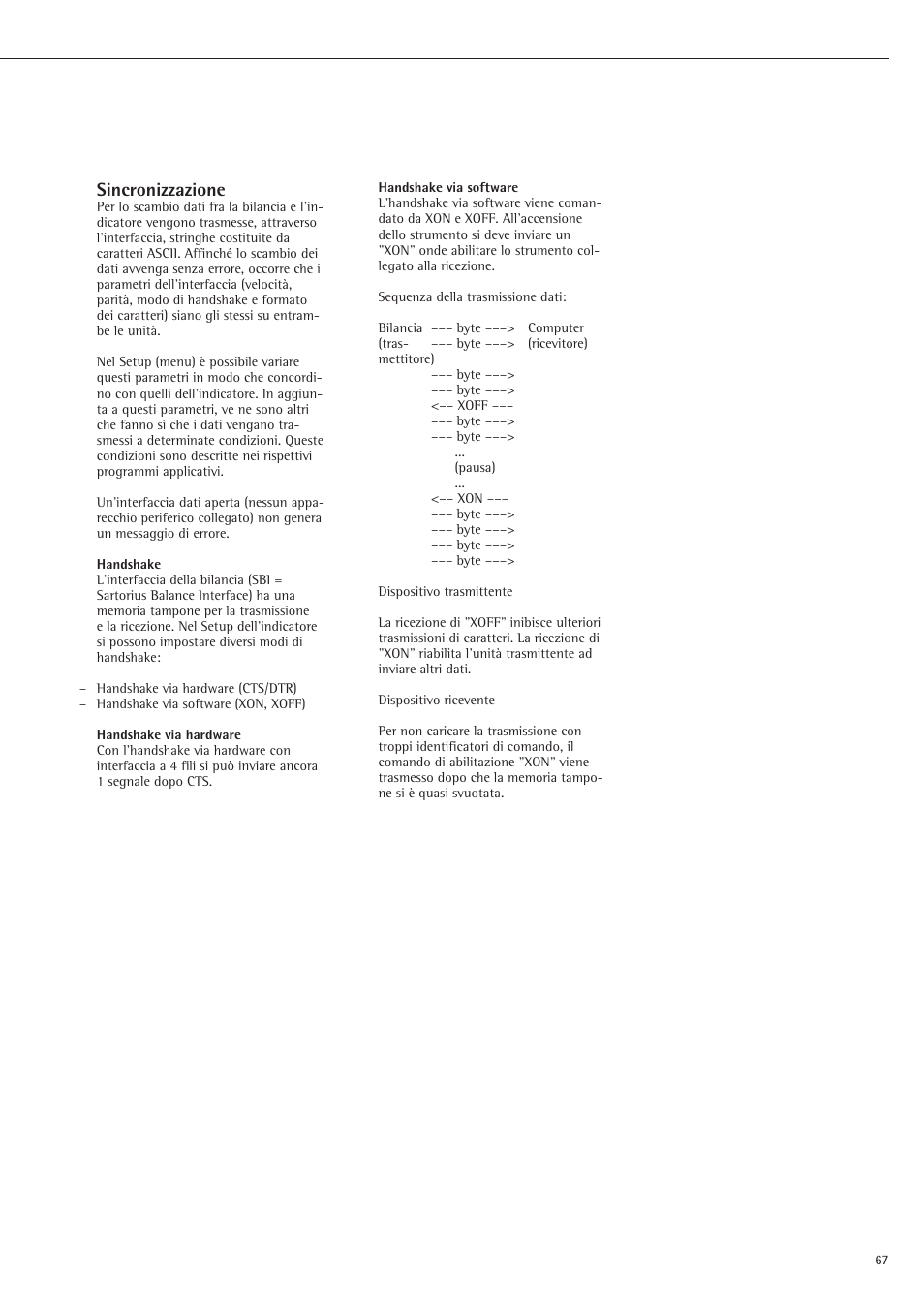 Sincronizzazione | Rice Lake Sartorius Midrics 1 and 2 Series - Installation Instructions User Manual | Page 67 / 88