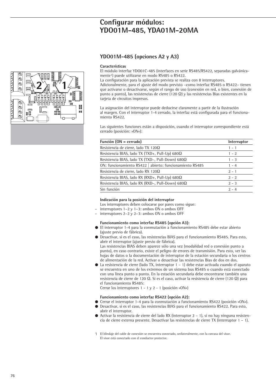 Configurar módulos: ydo01m-485, yda01m-20ma | Rice Lake Sartorius Midrics 1 and 2 Series - Installation Instructions User Manual | Page 76 / 88