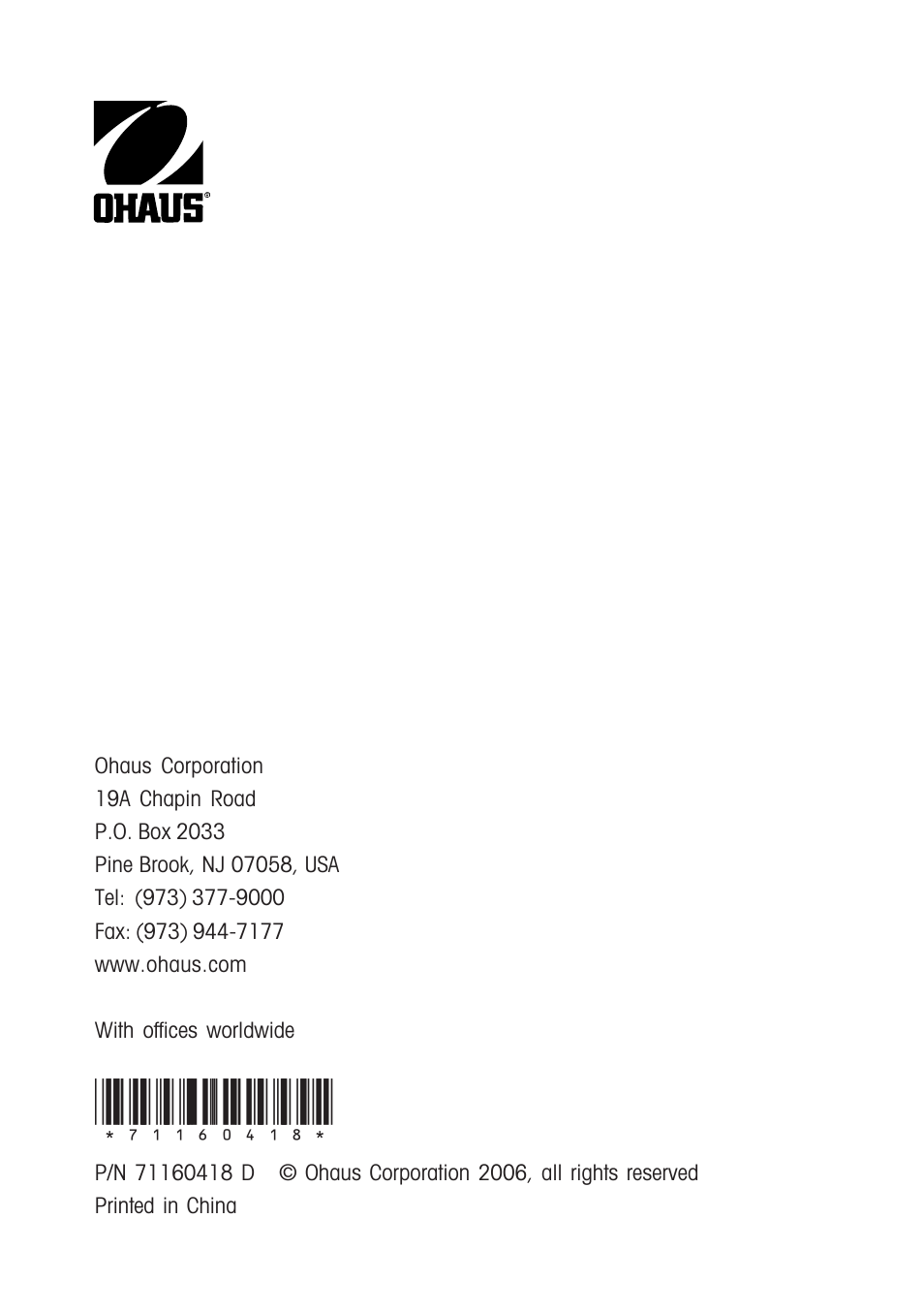 Rice Lake Scout Pro Series Portable, Ohaus - Instruction Manual User Manual | Page 36 / 36
