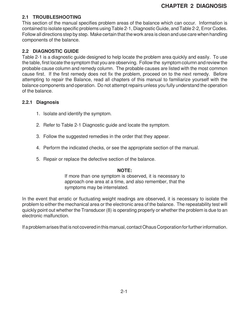 Diagnosis, Troubleshooting, Diagnostic guide | Rice Lake Scout Pro Series Portable, Ohaus - Service Manual User Manual | Page 11 / 40