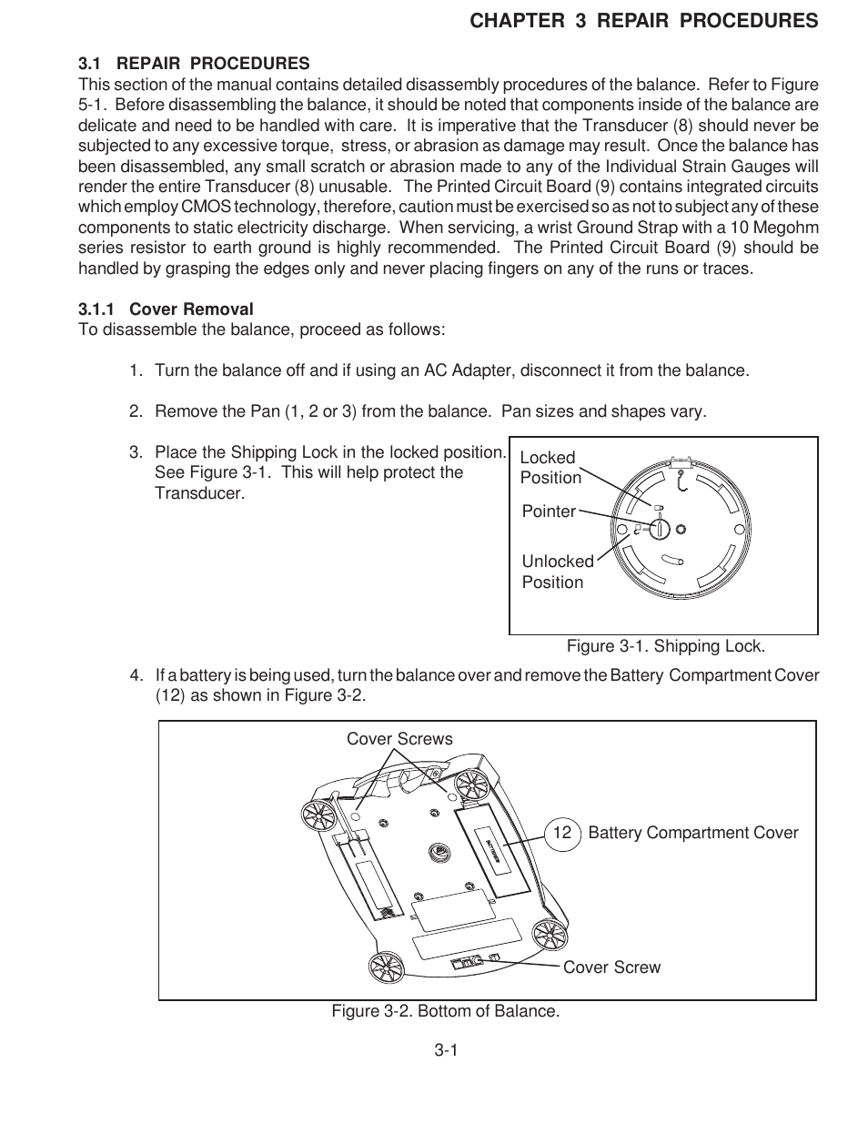 Repair procedures, Cover removal | Rice Lake Scout Pro Series Portable, Ohaus - Service Manual User Manual | Page 15 / 40