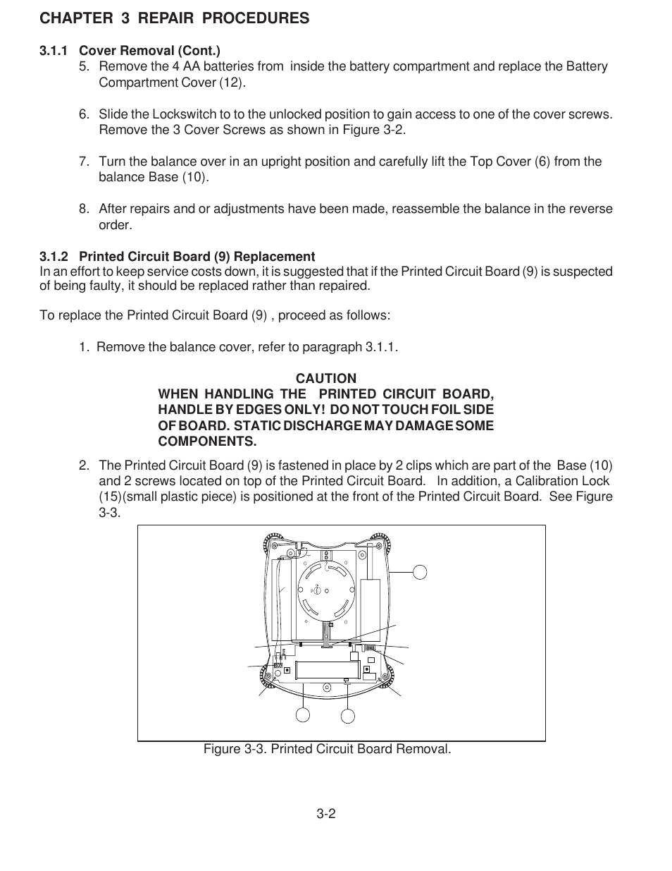 Printed circuit board replacement, Chapter 3 repair procedures | Rice Lake Scout Pro Series Portable, Ohaus - Service Manual User Manual | Page 16 / 40