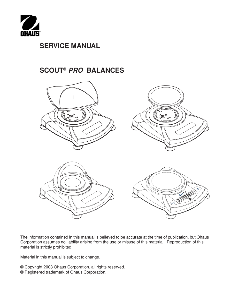 Service manual scout, Pro balances | Rice Lake Scout Pro Series Portable, Ohaus - Service Manual User Manual | Page 3 / 40