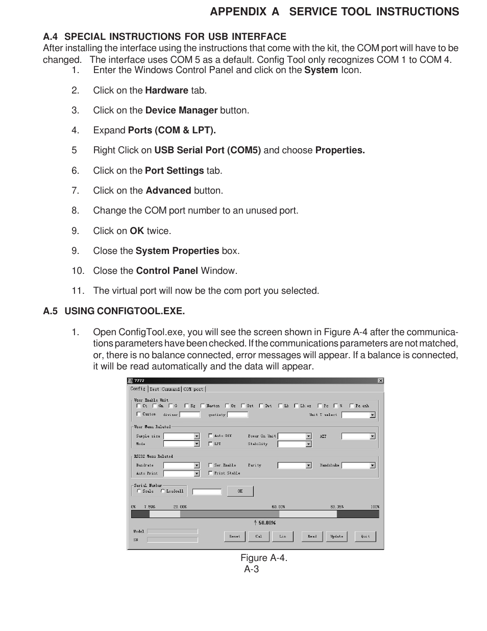 Special instructions for usb interface, Using configtool.exe | Rice Lake Scout Pro Series Portable, Ohaus - Service Manual User Manual | Page 31 / 40