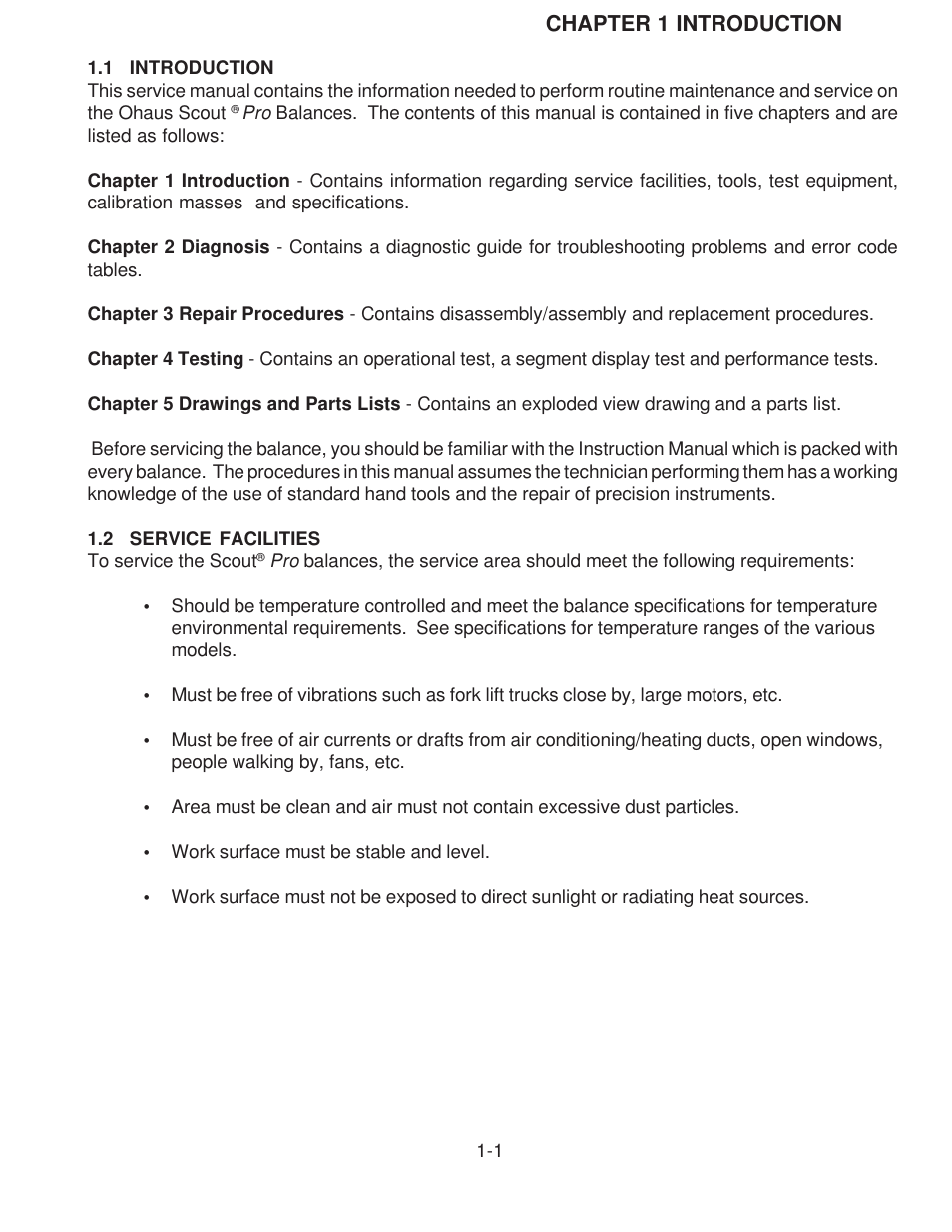 Introduction, Service facilities | Rice Lake Scout Pro Series Portable, Ohaus - Service Manual User Manual | Page 7 / 40