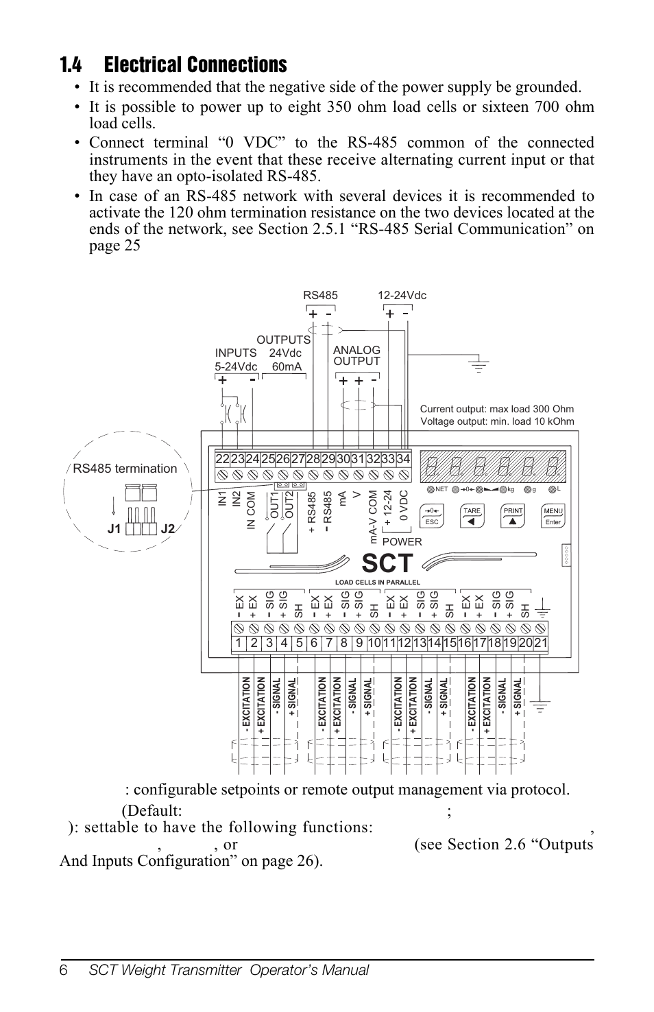 4 electrical connections, 6sct weight transmitter operator’s manual | Rice Lake SCT-10 User Manual | Page 10 / 58