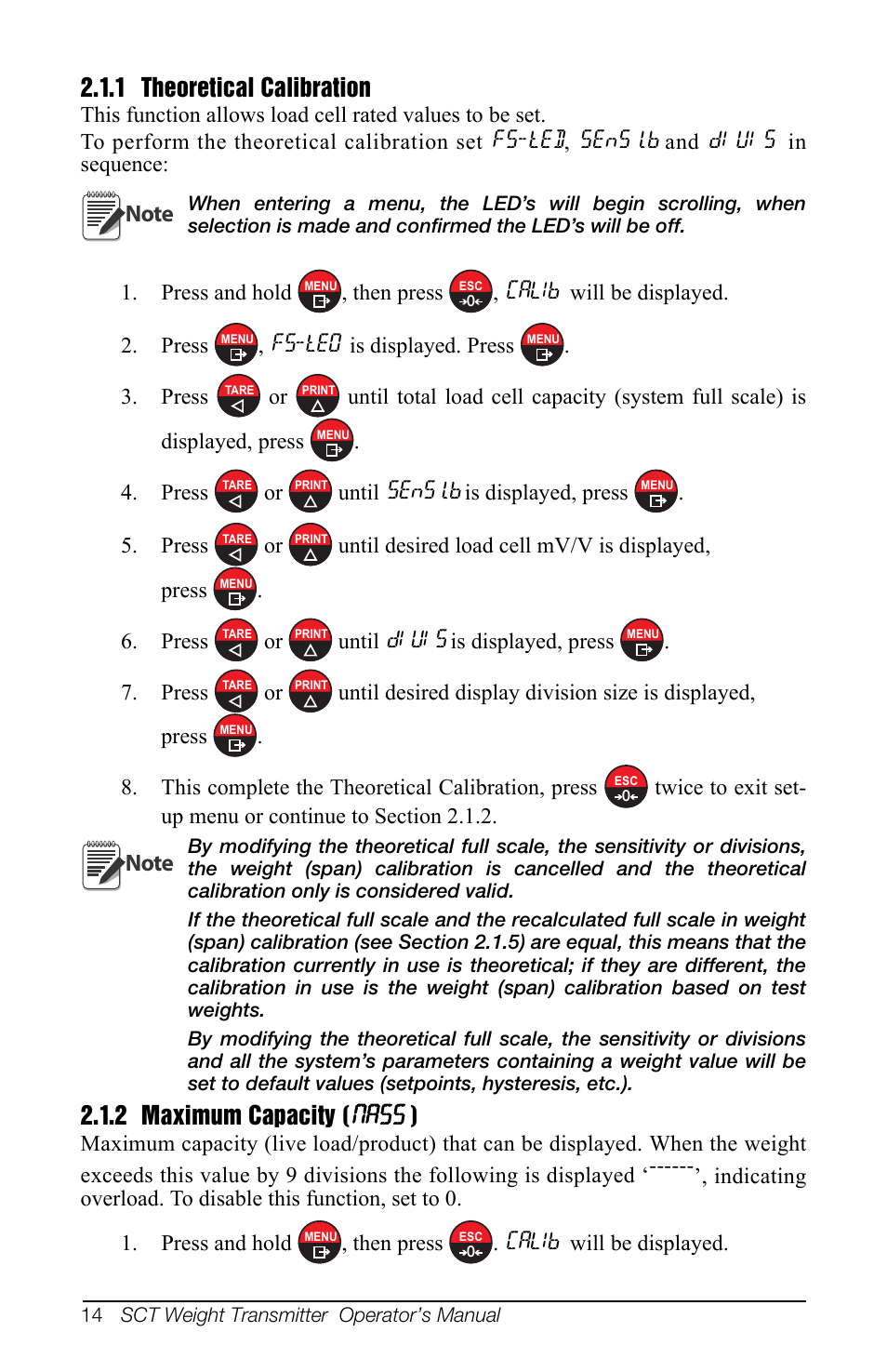 1 theoretical calibration, 2 maximum capacity (nass ), 2 maximum capacity ( nass ) | Rice Lake SCT-10 User Manual | Page 18 / 58