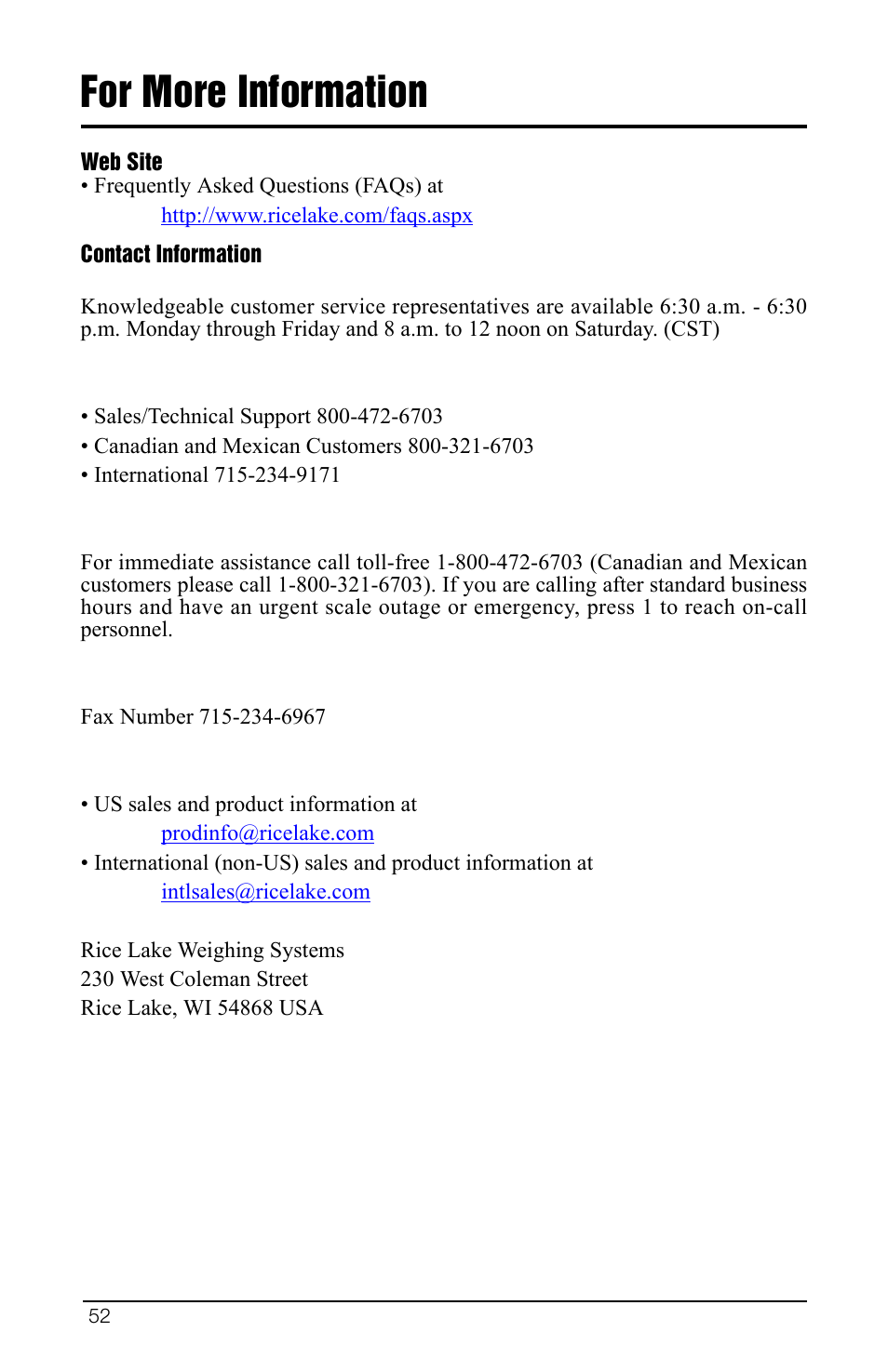 For more information | Rice Lake SCT-10 User Manual | Page 56 / 58