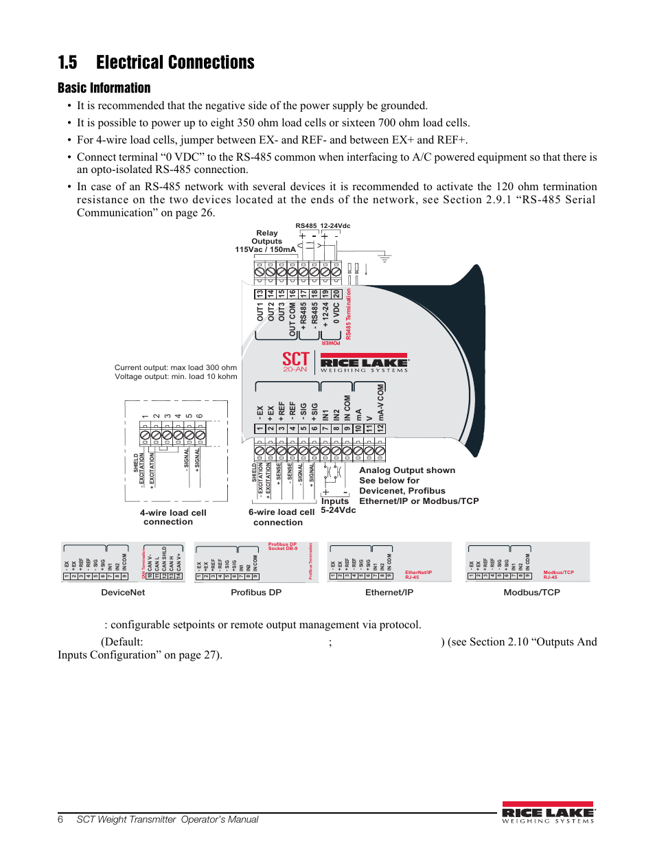 5 electrical connections, Basic information, Figure 1-2. wiring diagram | 6sct weight transmitter operator’s manual | Rice Lake Signal Conditioning Transmitter/Indicators User Manual | Page 10 / 70