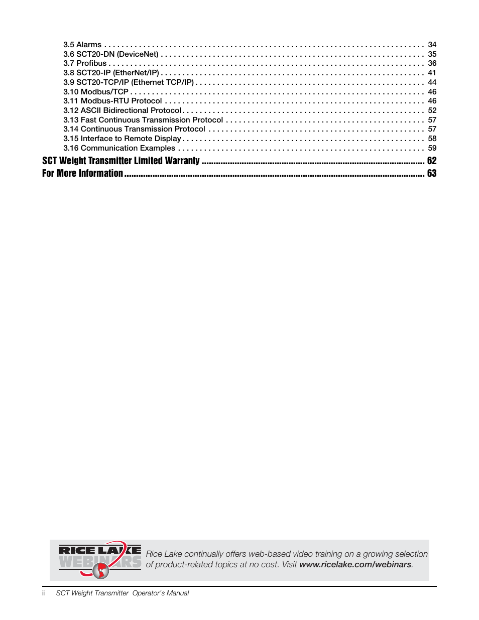 Rice Lake Signal Conditioning Transmitter/Indicators User Manual | Page 4 / 70