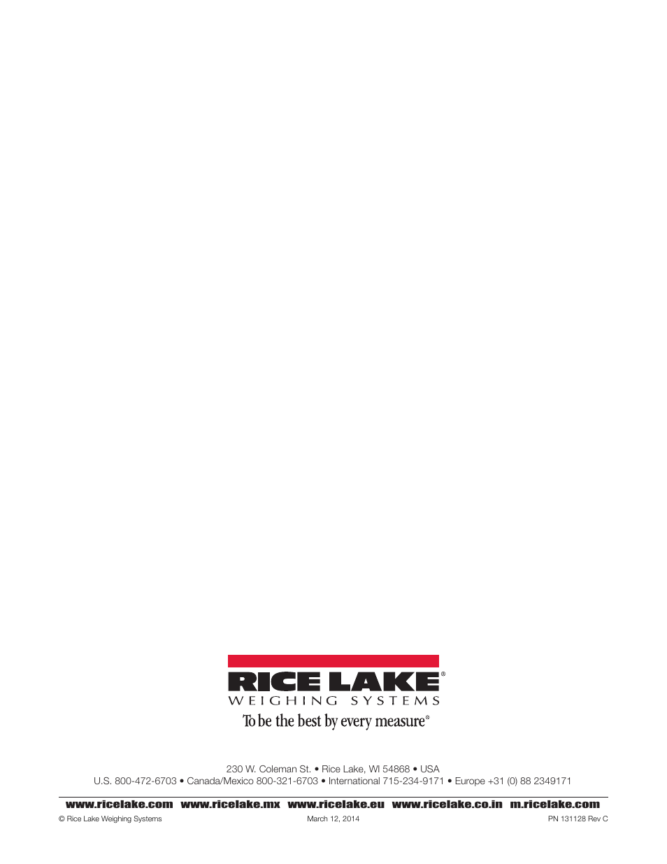 Rice Lake Signal Conditioning Transmitter/Indicators User Manual | Page 70 / 70